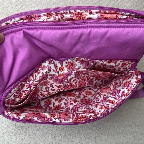 Vera Bradley Utility Crossbody Purse Bag-Recycled Cotton-Rich Orchid Pink-Floral - Picture 7 of 11